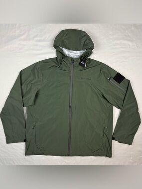 Baerskin Tactical Mens Rain Jacket XL Hooded Full Zip Olive Green